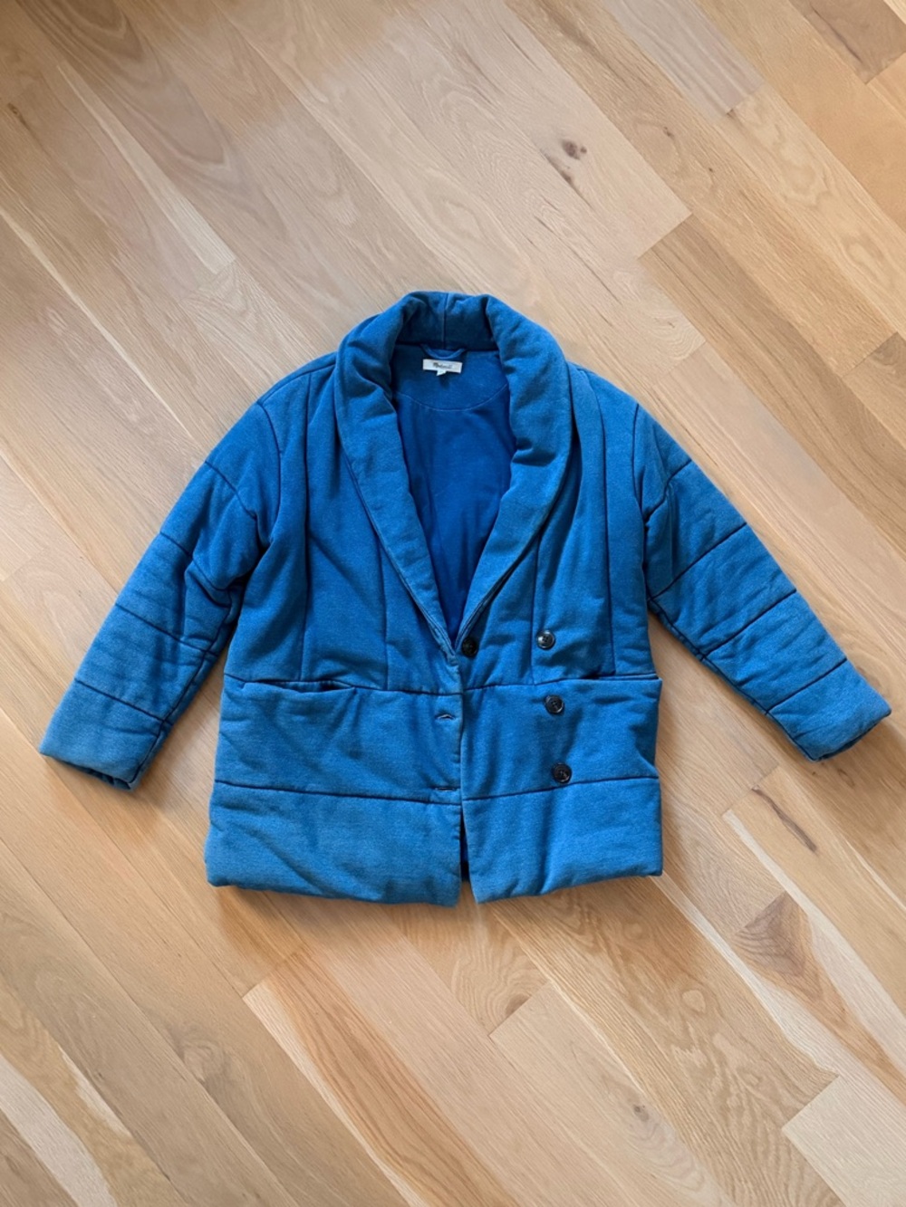 Madewell Blue Quilted Jacket with Shawl Collar